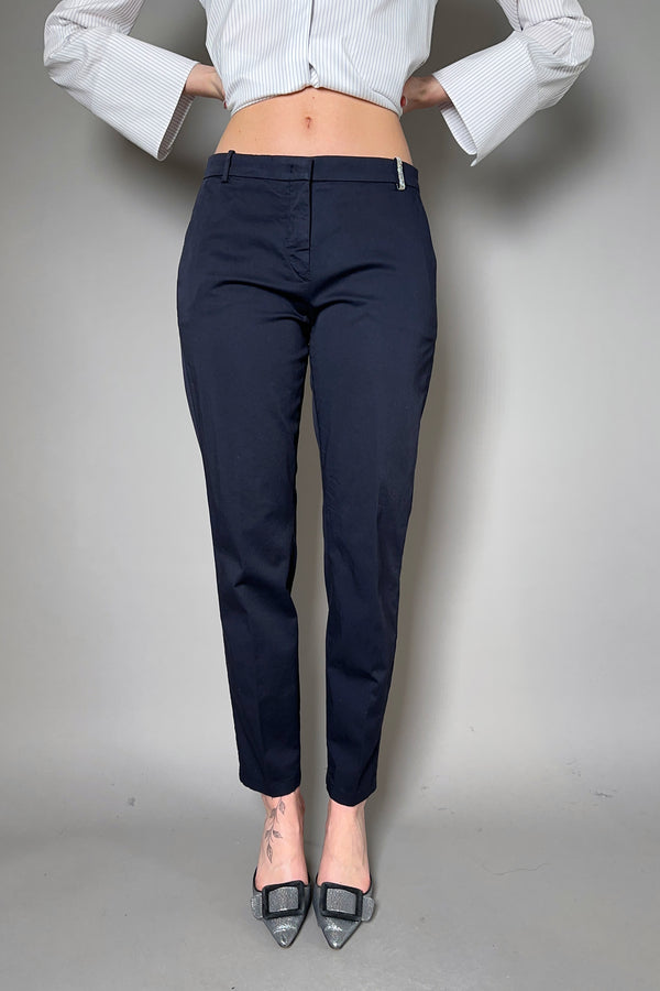 Fabiana Filippi Cropped Cotton Stretch Pants in Navy