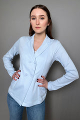 Fabiana Filippi Fitted Jersey Knit Blazer in Azure