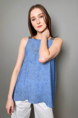 Fabiana Filippi Linen Trapeze Top with Brilliant Straps in light "Blue Jeans"