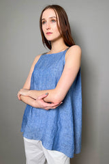 Fabiana Filippi Linen Trapeze Top with Brilliant Straps in light "Blue Jeans"