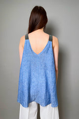 Fabiana Filippi Linen Trapeze Top with Brilliant Straps in light "Blue Jeans"