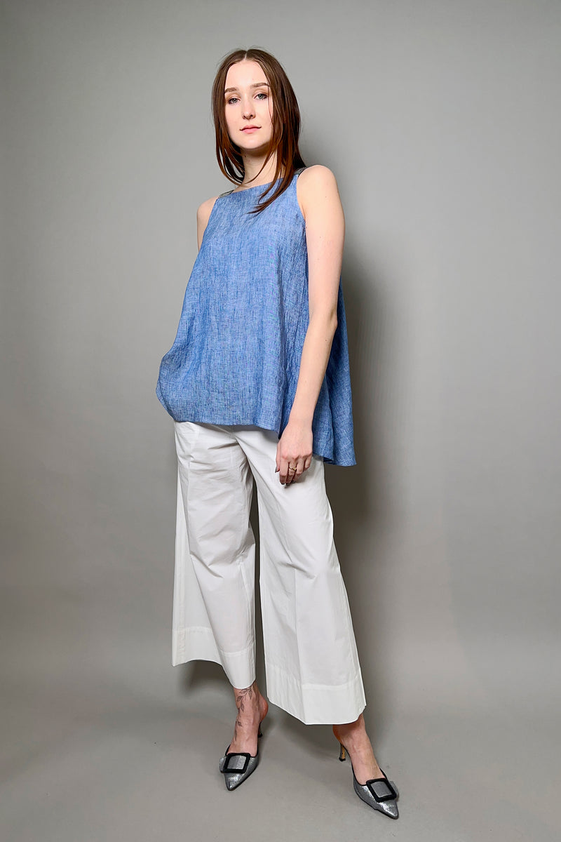 Fabiana Filippi Linen Trapeze Top with Brilliant Straps in light "Blue Jeans"