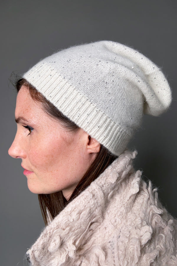 Fabiana Filippi Sequined Beanie in Cream
