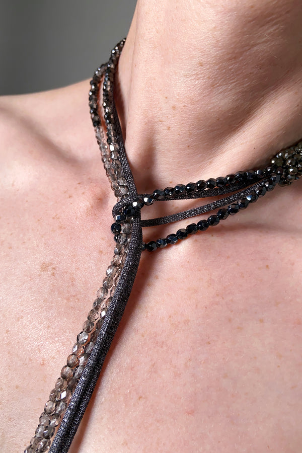Lorena Antoniazzi Multi Strand Lariat Necklace in Steel Blue