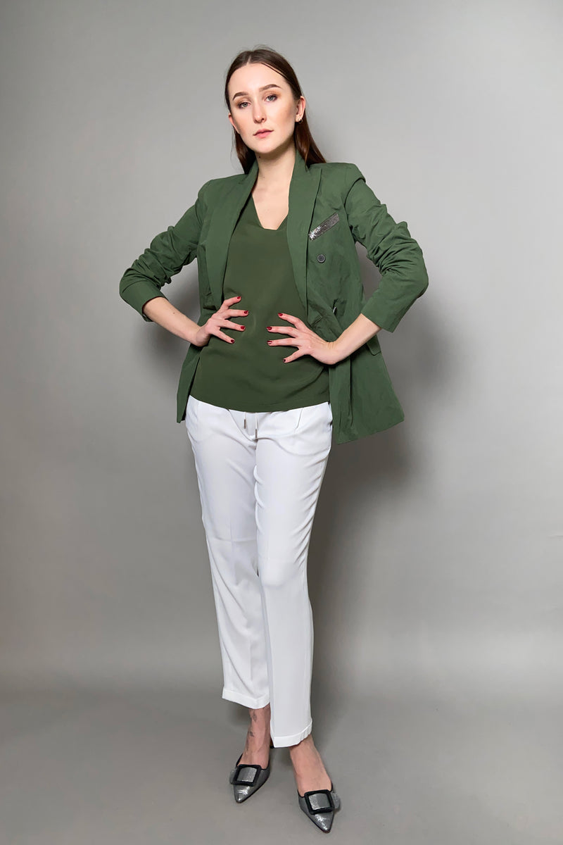 Fabiana Filippi Tank Top with Brilliant Neck in Moss