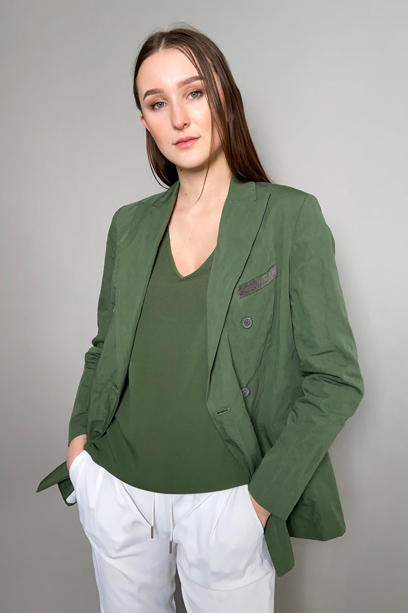 Fabiana Filippi Tank Top with Brilliant Neck in Moss