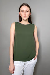 Fabiana Filippi Tank Top with Brilliant Neck in Moss
