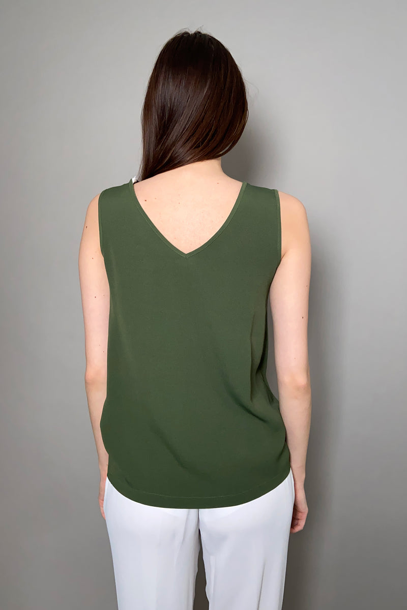 Fabiana Filippi Tank Top with Brilliant Neck in Moss