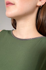 Fabiana Filippi Tank Top with Brilliant Neck in Moss