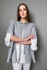 Fabiana Filippi Wool Silk Cape with Brilliant Collar in Grey