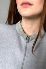 Fabiana Filippi Wool Silk Cape with Brilliant Collar in Grey