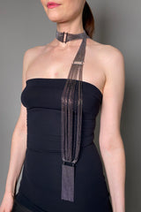 Fabiana Filippi Brilliant Scarf Necklace in Gun Metal