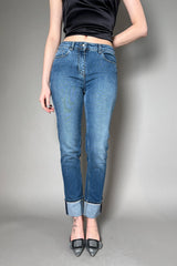 Fabiana Filippi Stone Wash Jeans with Upturned Cuff and Brilliant Beading Detail