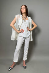 Fabiana Filippi Organza Hooded Vest with Brilliant Drawstring in White