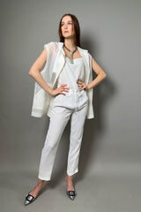 Fabiana Filippi Silk Crepe Trapeze Top with Brilliant Straps in White