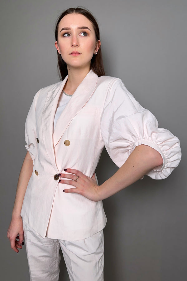 Fabiana Filippi Linen Silk Jackets with Balloon Sleeves in Gardenia