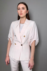 Fabiana Filippi Linen Silk Jackets with Balloon Sleeves in Gardenia