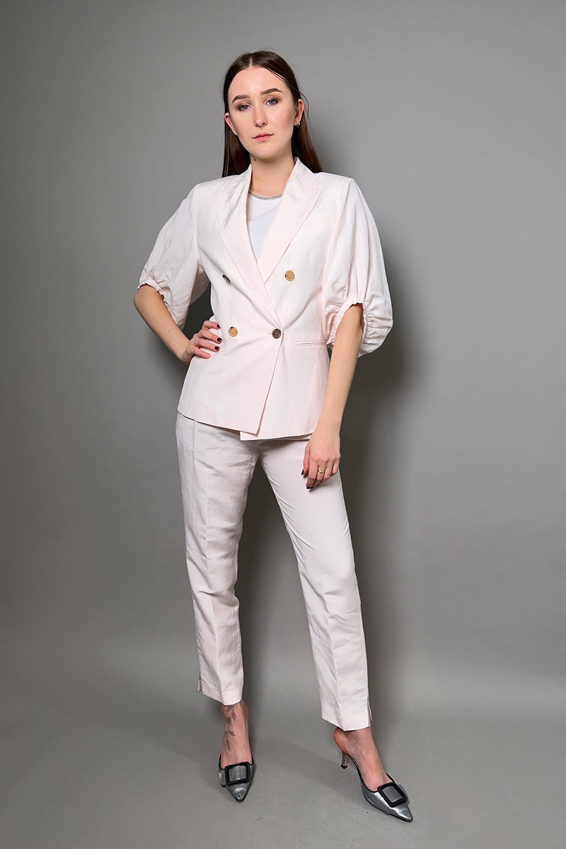 Fabiana Filippi Linen Silk Jackets with Balloon Sleeves in Gardenia