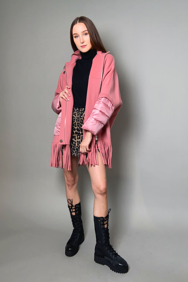 Ermanno Scervino Firenze Wool Jacket with Fringe Detail in Pink