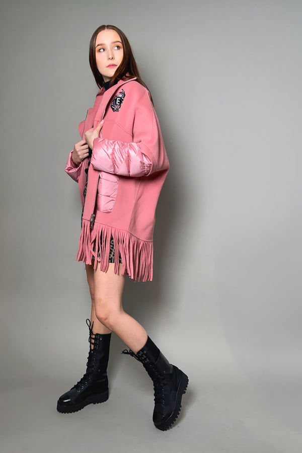 Ermanno Scervino Firenze Wool Jacket with Fringe Detail in Pink