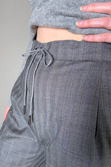 Fabiana Filippi Striped Drawstring Trousers in Grey and Cognac