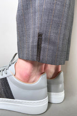 Fabiana Filippi Striped Drawstring Trousers in Grey and Cognac
