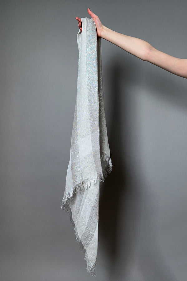 Fabiana Filippi Lurex Fringe Scarf in Light and Dark Beige