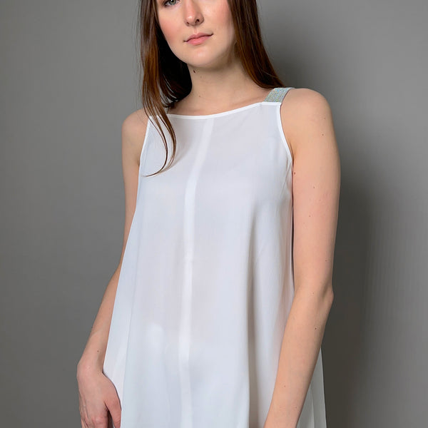 Fabiana Filippi Silk Crepe Trapeze Top with Brilliant Straps