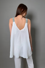 Fabiana Filippi Silk Crepe Trapeze Top with Brilliant Straps in White