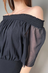 Fuzzi Stretch Tulle Jumpsuit in Black