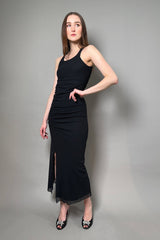 Fuzzi Ruched Tulle Dress in Black