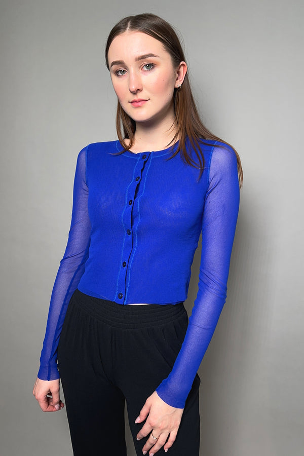 Fuzzi Tulle Cardigan Top in Royal Blue