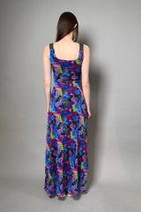 Fuzzi Tulle Dress with Aztec Detail in Pink and Blue Fruit Print