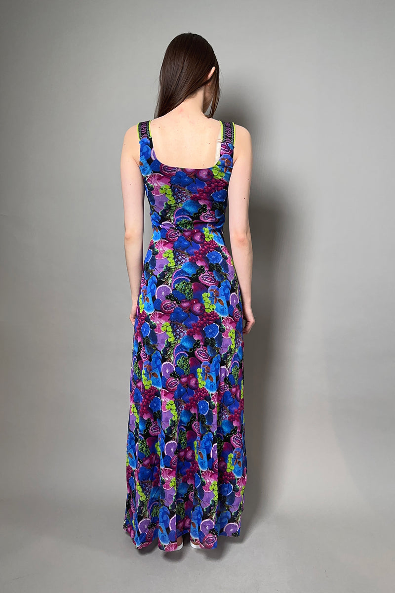 Fuzzi Tulle Dress with Aztec Detail in Pink and Blue Fruit Print