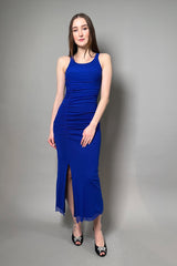 Fuzzi Ruched Tulle Dress in Royal Blue