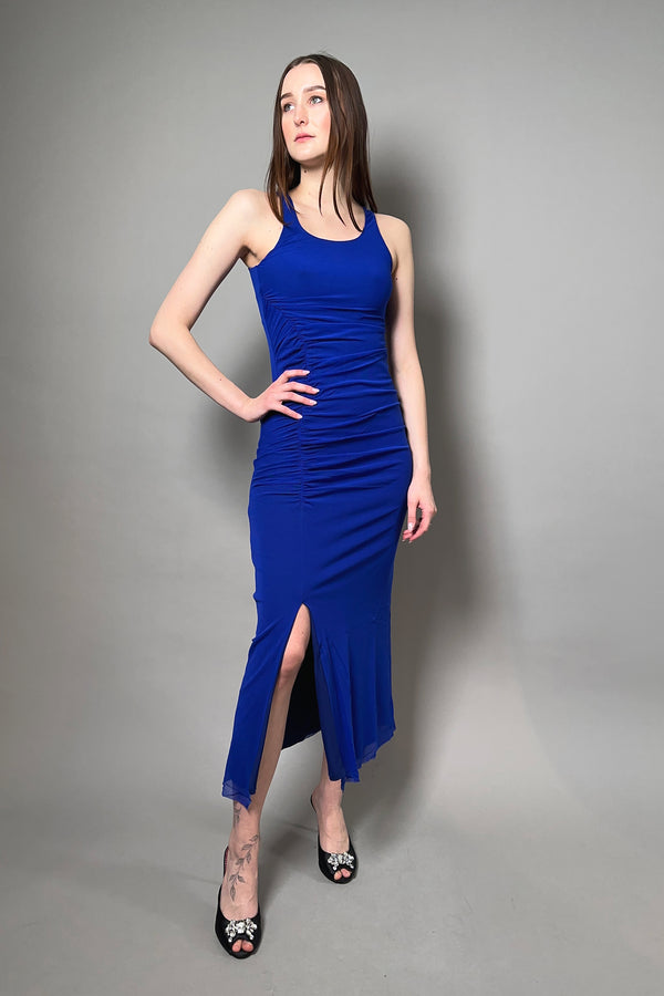 Fuzzi Ruched Tulle Dress in Royal Blue