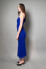 Fuzzi Ruched Tulle Dress in Royal Blue