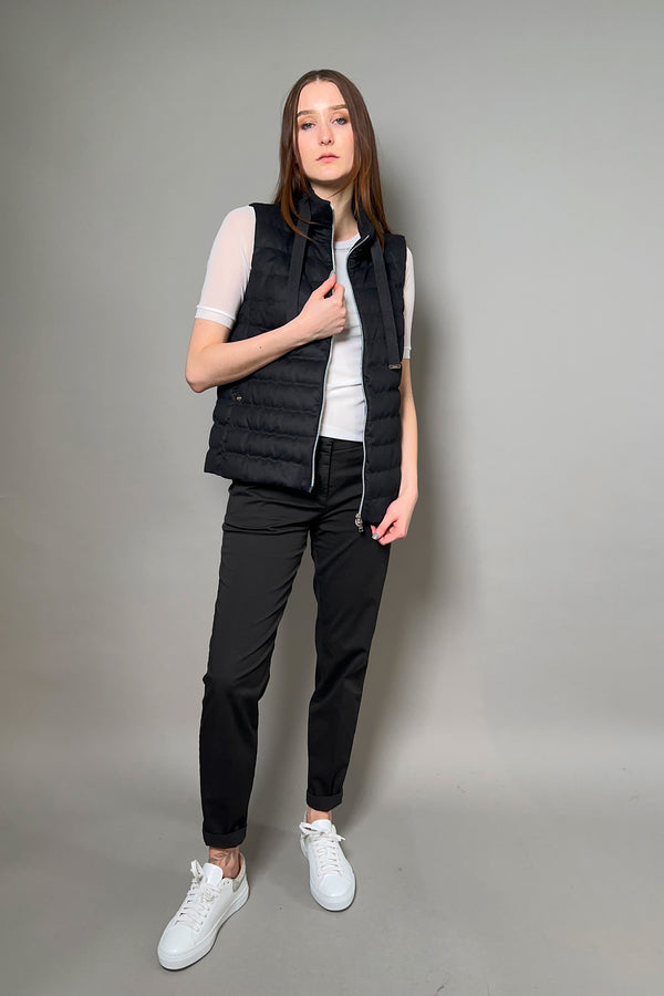 Herno New Arrivals Cashmere-Silk Puffer Vest With Lurex Collar in Black - Ashia Mode
