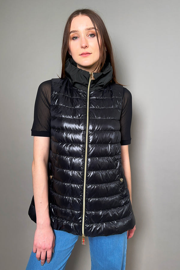 Herno New Arrivals Ultralight Vest with Taffeta Back in Black - Ashia Mode
