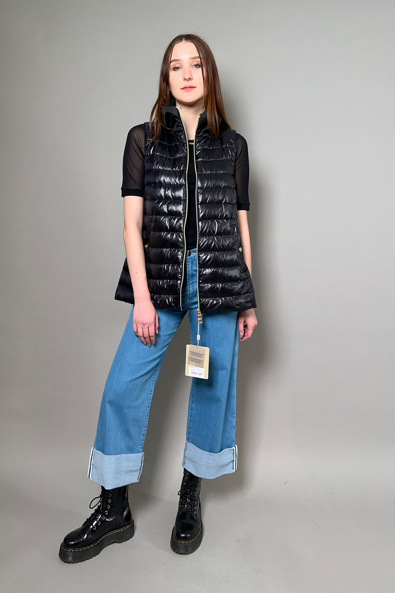 Herno New Arrivals Ultralight Vest with Taffeta Back in Black - Ashia Mode