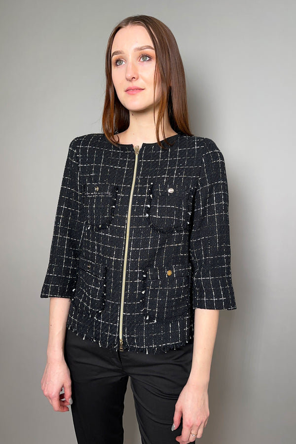 Herno New Arrivals Tweed Jacket in Black - Ashia Mode