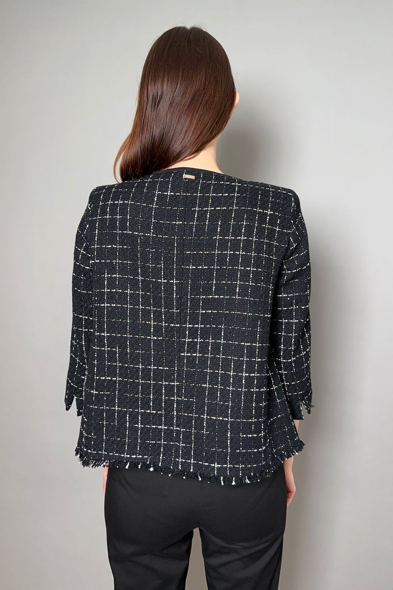 Herno New Arrivals Tweed Jacket in Black - Ashia Mode