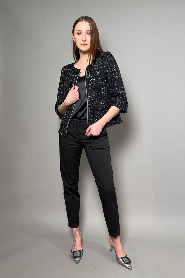 Herno New Arrivals Tweed Jacket in Black - Ashia Mode