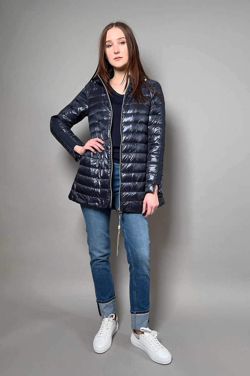 Herno New Arrivals Ultralight Puffer Jacket with Hood in Navy - Ashia Mode