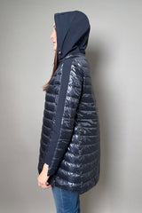 Herno New Arrivals Ultralight Puffer Jacket with Hood in Navy - Ashia Mode