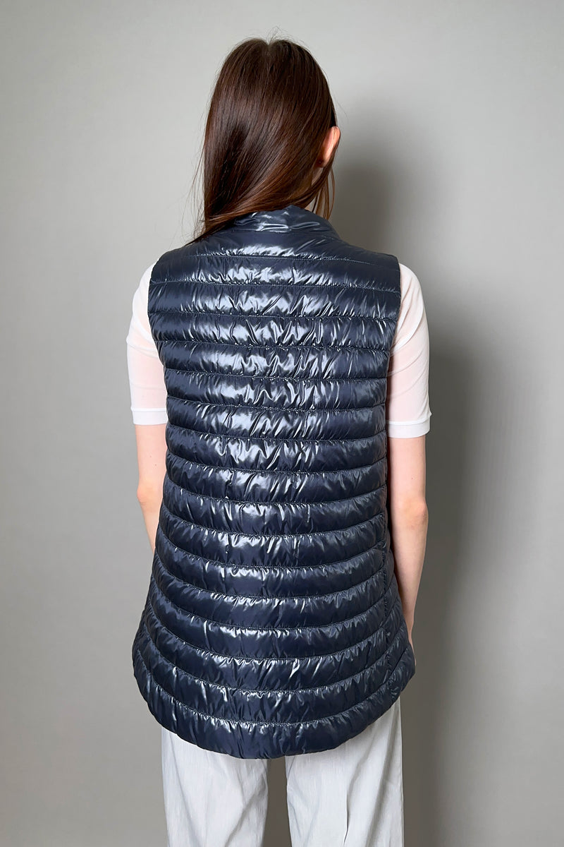 Herno New Arrivals Ultralight Reversible Vest in Navy and Silver - Ashia Mode