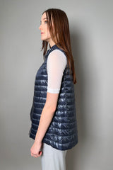 Herno New Arrivals Ultralight Reversible Vest in Navy and Silver - Ashia Mode