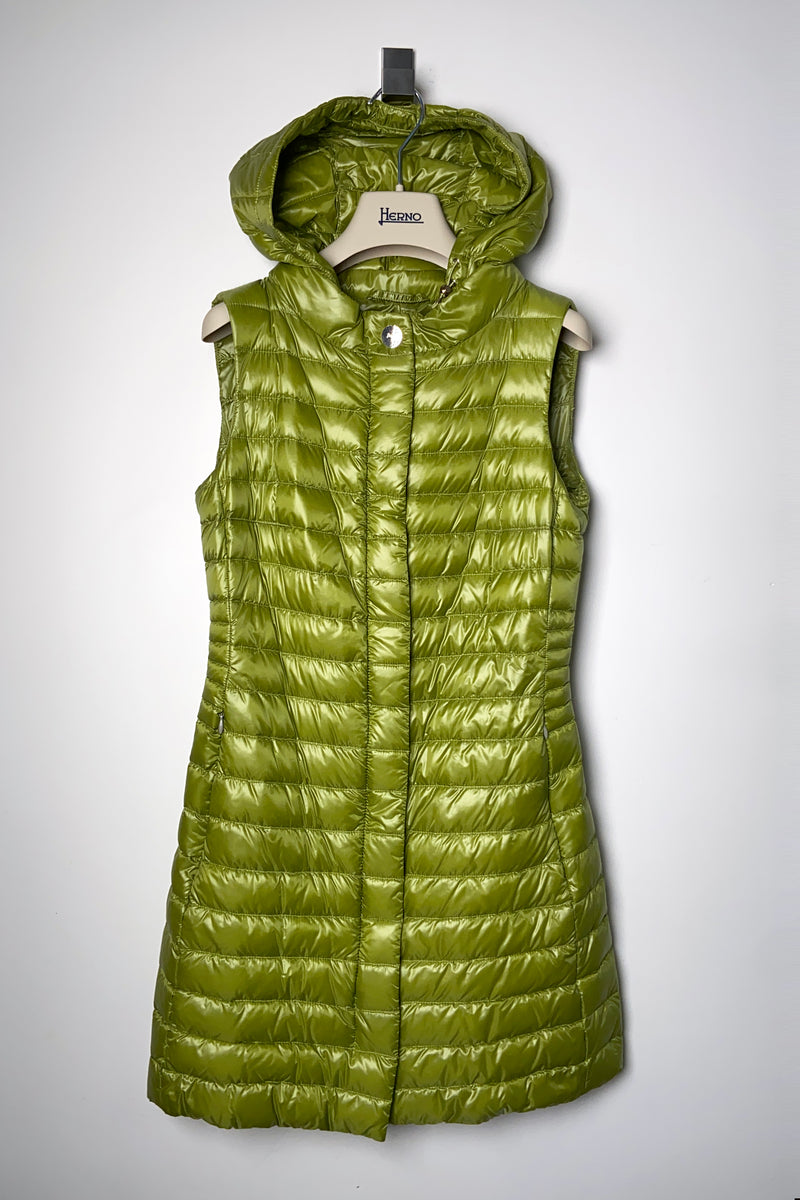Herno New Arrivals Slim Nylon Ultralight Puffer Vest in Lime Green - Ashia Mode
