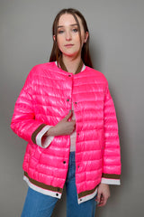 Herno New Arrivals Bomber Jacket with Stripe Knit Details in Hot Pink - Ashia Mode