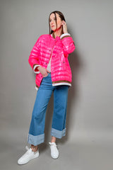 Herno New Arrivals Bomber Jacket with Stripe Knit Details in Hot Pink - Ashia Mode